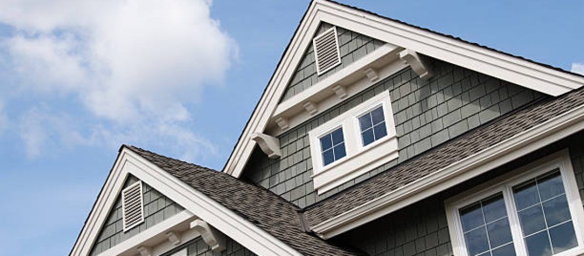 Detail of the roof line of a Northwest home. Good for real estate purposes.